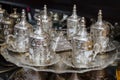 Traditional tea and coffee sets at the Egyptian Bazaar and the Grand Bazaar in Istanbul, Turkey Royalty Free Stock Photo