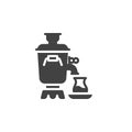 Traditional tea samovar vector icon