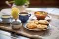 traditional tea setting with peshwari naan Royalty Free Stock Photo