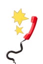 Traditional telephone receiver and blank star shaped speech bubbles