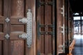 Traditional temple wood door in Hongan-ji, Kyoto, Japan