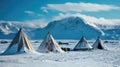 Traditional Tents in Arctic Wilderness Royalty Free Stock Photo