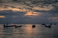 Traditional thai boats at sunset beach.Sairee Beach Royalty Free Stock Photo