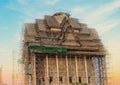 Traditional Thai church is under construction in the temple . Royalty Free Stock Photo