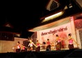 Traditional THAI dance greeting for market visitors on walking street, the CHIANG RAI NIGHT BAZAAR