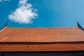 Traditional Thai decor roof of old village house in Thailand. Royalty Free Stock Photo