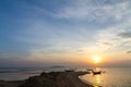 Traditional Thai fishing boat on the sunrise