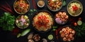 Traditional Thai food on dark background. Oriental food concept Royalty Free Stock Photo