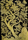 Traditional Thai gold leaf art