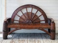 Handmade Teak Wagon Wheel Bench Royalty Free Stock Photo