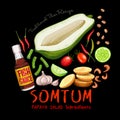 Traditional thai recipe somtum papaya salad ingredients