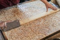 Traditional Thai`s sweet cereal bar. Homemade Peanut Biscuits made from peanuts, white sesame seeds, crispy rice, coconut milk and