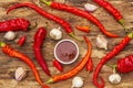 Traditional Thai sauce Sriracha with ingredients Royalty Free Stock Photo