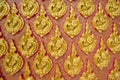 Traditional Thai Sculpture and pattern in wall of temple Royalty Free Stock Photo