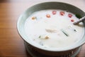 Traditional thai soup Tom Kha Gai - coconut milk with chicken Royalty Free Stock Photo