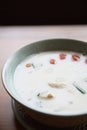 Traditional thai soup Tom Kha Gai - coconut milk with chicken Royalty Free Stock Photo