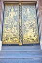 Traditional Thai style art gold painting pattern on the door Royalty Free Stock Photo