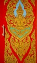 Traditional Thai style art painting on door in temple Royalty Free Stock Photo