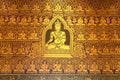 Traditional Thai-style art painting on the wall of the temple in Thailand Royalty Free Stock Photo