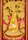 Traditional Thai style carving and painting art at the temple Royalty Free Stock Photo