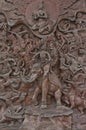 Traditional Thai style old iron statue plate in wat traimitr wit