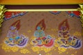 Traditional Thai style painting art on temple wall, Thailand Royalty Free Stock Photo