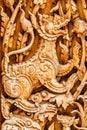 Traditional thai style pattern lion or singha wood carve Royalty Free Stock Photo