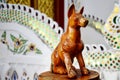 Traditional Thai style wood carving as animal wooden dog one of Royalty Free Stock Photo