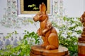 Traditional Thai style wood carving as animal wooden rabbit one Royalty Free Stock Photo