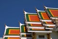 Buddhist temple`s roofs soar into blue sky Royalty Free Stock Photo