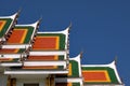 Buddhist temple`s roofs soar into blue sky Royalty Free Stock Photo