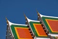 Buddhist temple`s roofs soar into blue sky Royalty Free Stock Photo