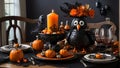 Traditional Thanksgiving elements with spooky Halloween themes Royalty Free Stock Photo