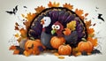 Traditional Thanksgiving elements with spooky Halloween themes Royalty Free Stock Photo