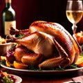 Traditional Thanksgiving meal of roast turkey, festive tradtion to share with family