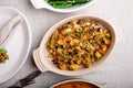 Traditional Thanksgiving side dish, cornbread stuffing Royalty Free Stock Photo