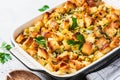 Traditional Thanksgiving stuffing. Bread casserole with celery Royalty Free Stock Photo