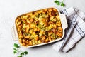 Traditional Thanksgiving stuffing. Bread casserole with celery Royalty Free Stock Photo