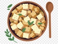 Traditional Thanksgiving stuffing with seasoned bread cubes and herbs in dish on transparent background.vector Royalty Free Stock Photo