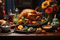 Traditional Thanksgiving turkey platter