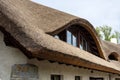 Traditional thatched roof from reed, sunny summer day