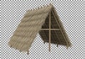 Traditional thatched roof structure with wooden crossbeam support Royalty Free Stock Photo