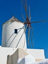 Traditional Thatched Windmill, Oia, Santorini, Greece Royalty Free Stock Photo
