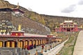 Traditional tibetan monastery in tibetan highlands