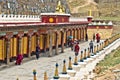 Traditional tibetan monastery in tibetan highlands