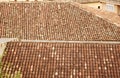 The traditional tiled roof on the houses to prettify to small towns and villages. Briones, Spain June 22, 2019