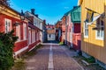 Traditional timber buildings in Gamla Stan quarter of Gavle, Sweden Royalty Free Stock Photo