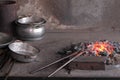 Traditional tinsmith or coppersmith work bench in Turkey Royalty Free Stock Photo