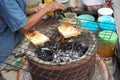 Traditional toast by charcoal grill