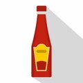 Traditional tomato ketchup bottle icon, flat style Royalty Free Stock Photo